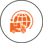 Truck with globe and arrow icon