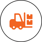 Forklift icon with orange boxes